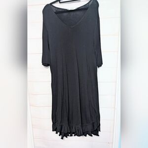 Guc Peter Nygard Elegant Black V-Neck Dress 👗 With Ruffle Hem Size Large
